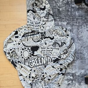 Green Day Graphic Black & White Hoodie